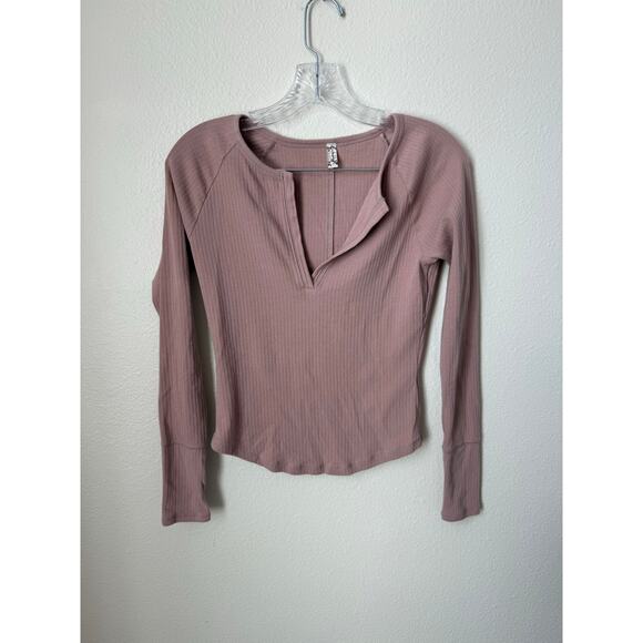 Free People Intimately Ribbed V-Neck Long Sleeve Top Size Small - Picture 4 of 8